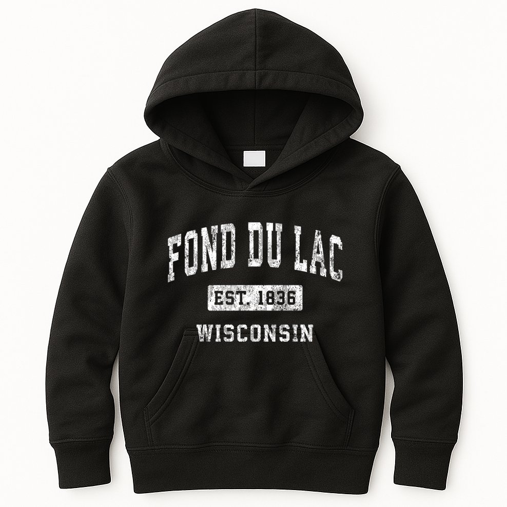 Fond Du Lac Wisconsin Wi Vintage Established Sports Kids Hoodie