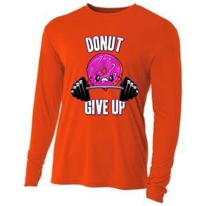 Funny Doughnut Lover Donut Give Up Fitness Gym Donut Gift Cooling Performance Long Sleeve Crew