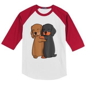 Funny Dachshund Lover Weiner Dog Cute Gift Kids Colorblock Raglan Jersey