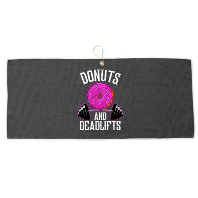 Funny Doughnut Lover Donuts And Deadlifts Fitness Gym Donut Gift Large Microfiber Waffle Golf Towel