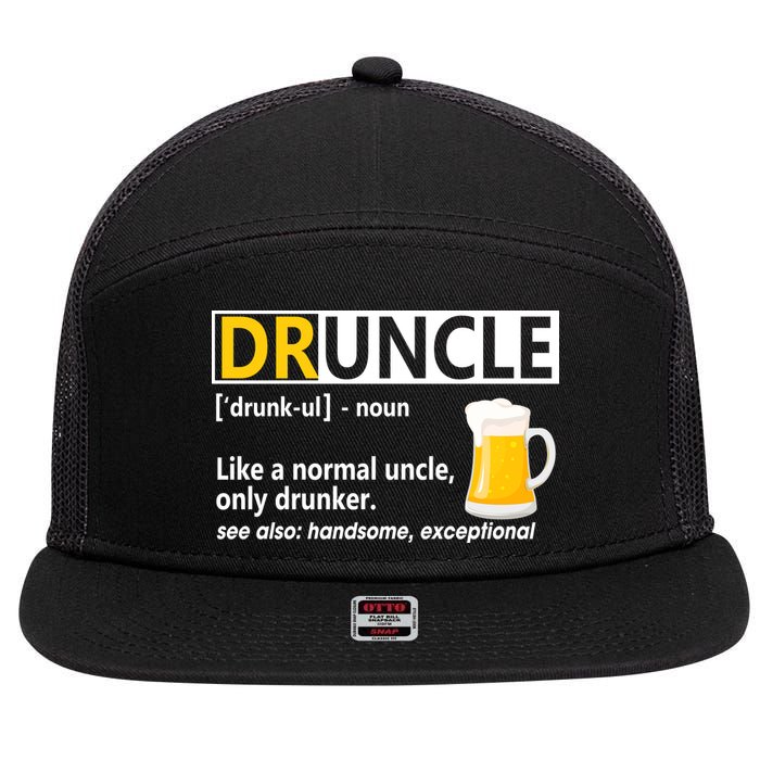 Funny Druncle Like An Uncle Definition Drunker Beer 7 Panel Mesh Trucker Snapback Hat