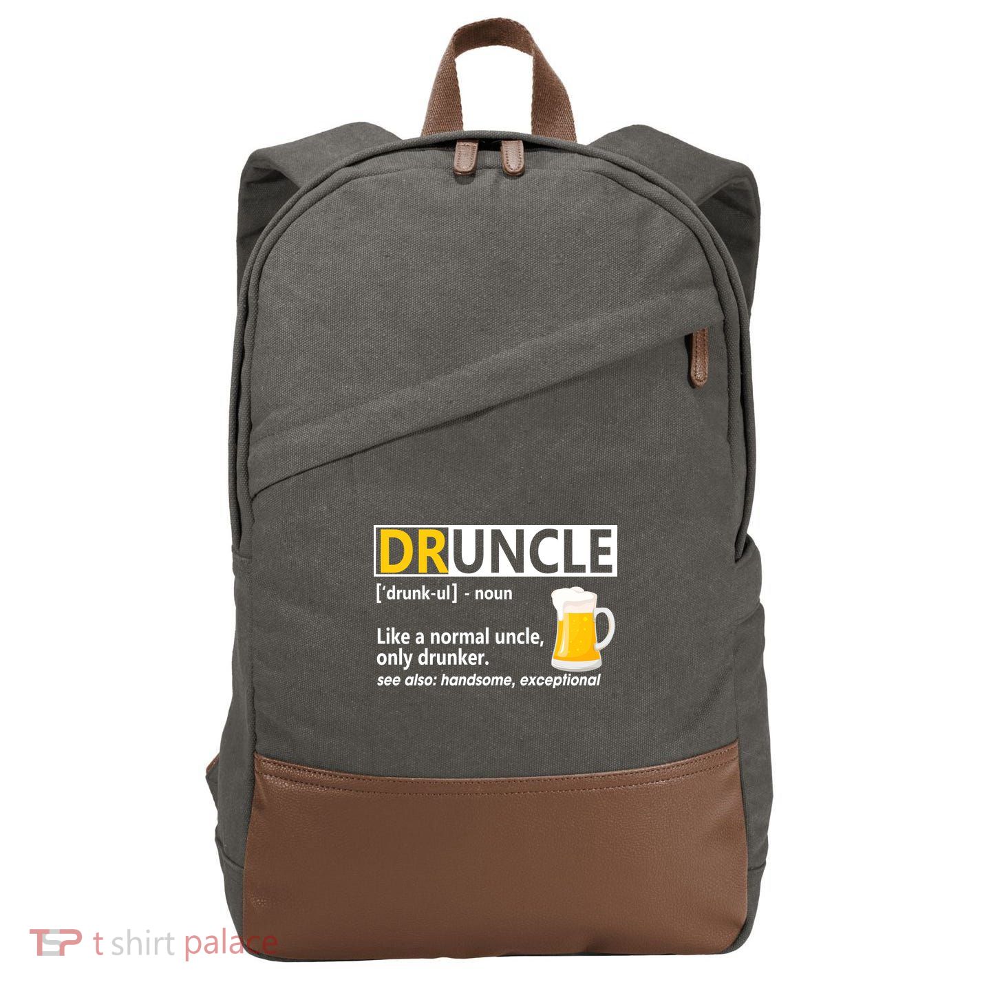 Funny Druncle Like An Uncle Definition Drunker Beer Cotton Canvas Backpack