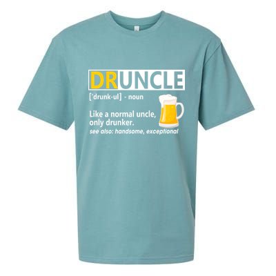 Funny Druncle Like An Uncle Definition Drunker Beer Sueded Cloud Jersey T-Shirt