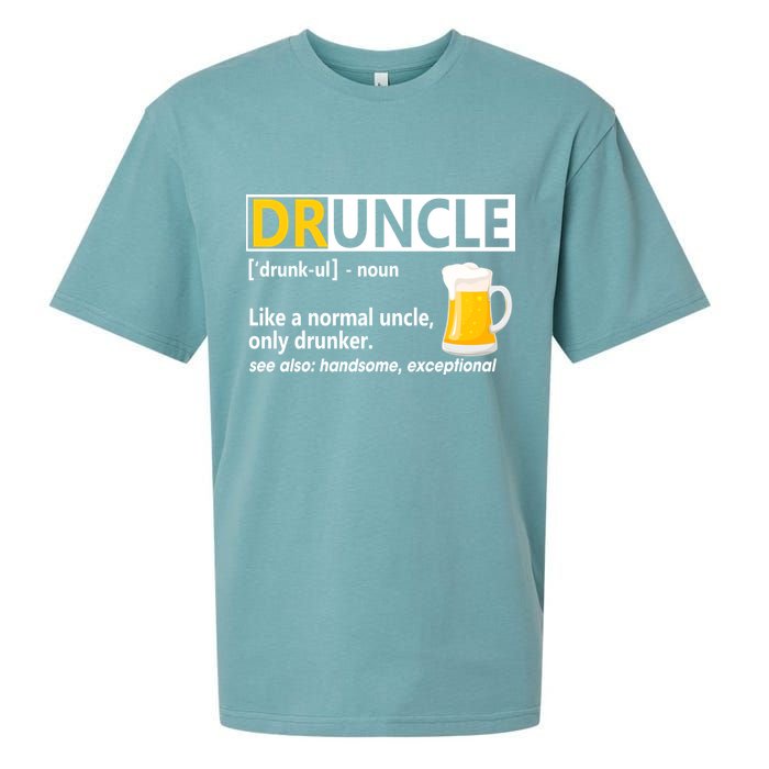 Funny Druncle Like An Uncle Definition Drunker Beer Sueded Cloud Jersey T-Shirt