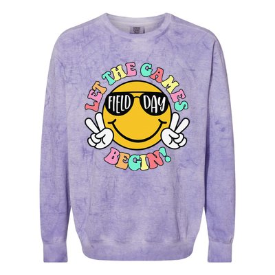 Field Day Let The Games Begin 2024 Teachers Colorblast Crewneck Sweatshirt