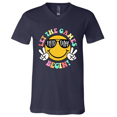 Field Day Let The Games Begin 2024 Teachers V-Neck T-Shirt