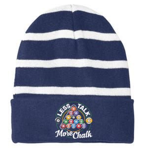 Father's Day Less Talk Mor Chalk Pool Player Gift For Dad Striped Beanie with Solid Band