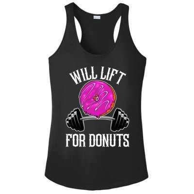 Funny Doughnut Lover Will Lift For Donuts Fitness Gym Donut Gift Ladies PosiCharge Competitor Racerback Tank