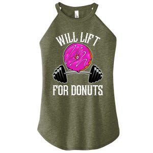 Funny Doughnut Lover Will Lift For Donuts Fitness Gym Donut Gift Women’s Perfect Tri Rocker Tank