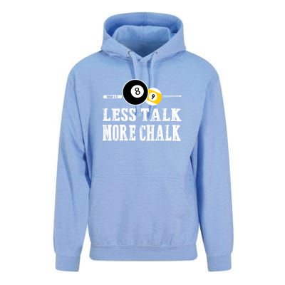 Father's Day LESS TALK MORE CHALK BILLIARDS Pool Player Gift For Dad Unisex Surf Hoodie