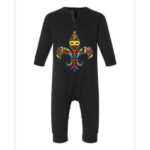 Fleur De Lis & Mardi Gras Mask New Orleans Souvenir Infant Fleece One Piece