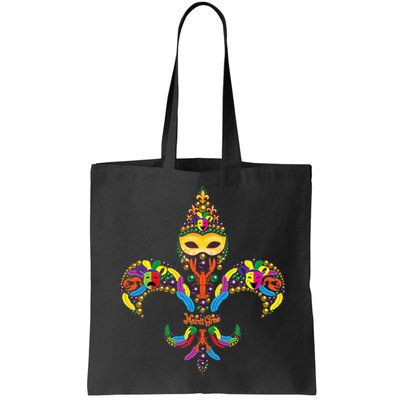 Fleur De Lis & Mardi Gras Mask New Orleans Souvenir Bag
