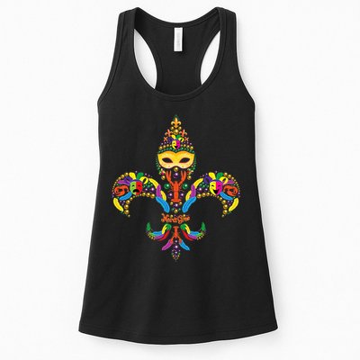 Fleur De Lis & Mardi Gras Mask New Orleans Souvenir Womens Tank Top