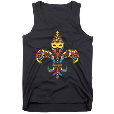 Fleur De Lis & Mardi Gras Mask New Orleans Souvenir Tank Top
