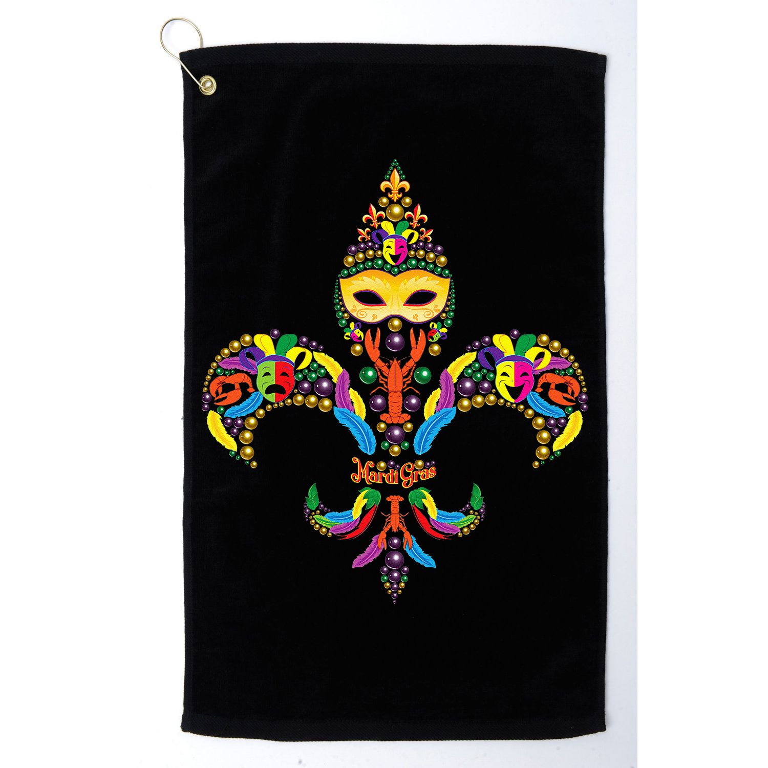 Fleur De Lis & Mardi Gras Mask New Orleans Souvenir Golf Towel