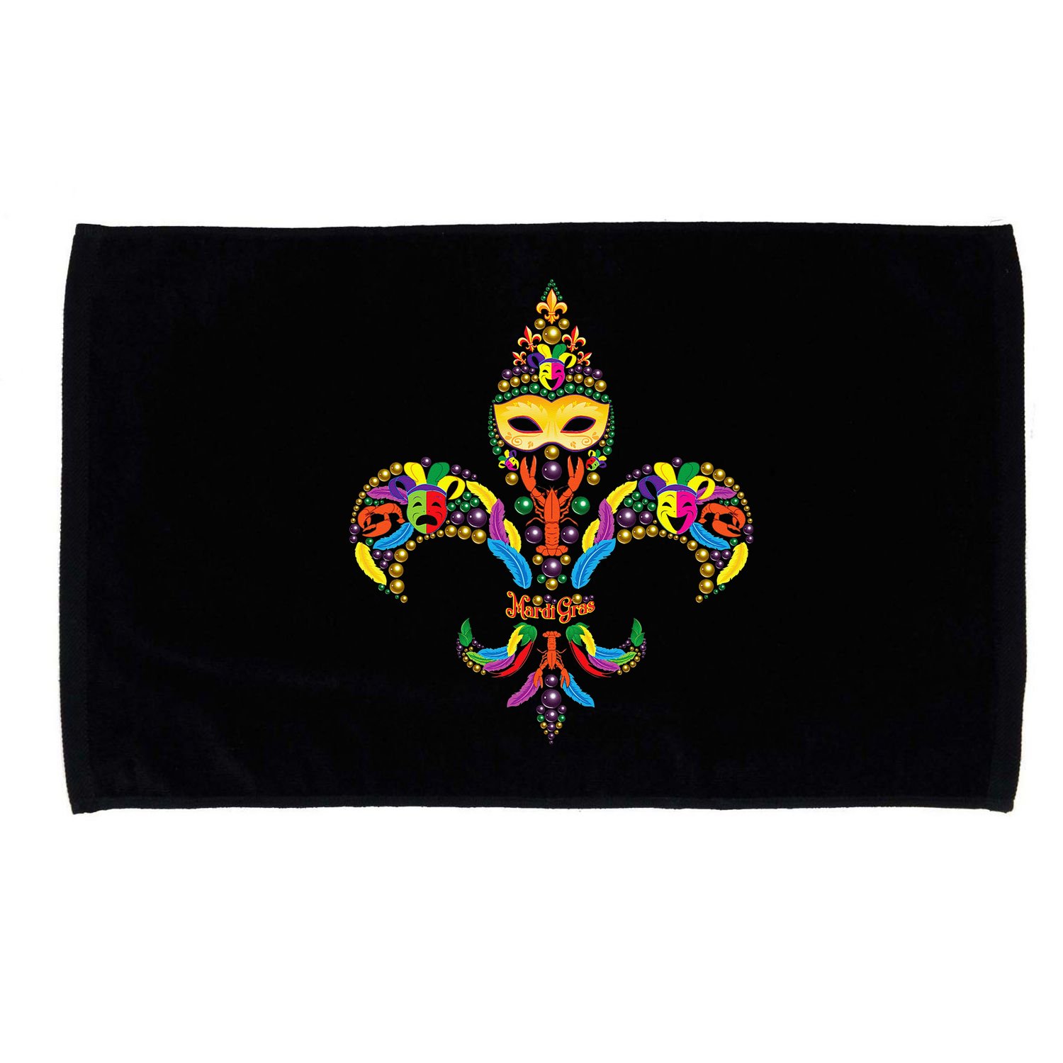 Fleur De Lis & Mardi Gras Mask New Orleans Souvenir Microfiber Hand Towel