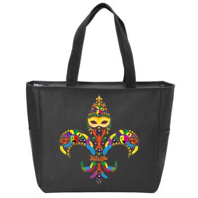 Fleur De Lis & Mardi Gras Mask New Orleans Souvenir Zip Tote Bag
