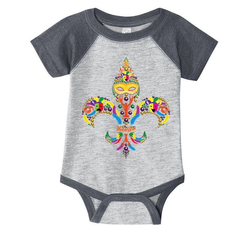 Fleur De Lis & Mardi Gras Mask New Orleans Souvenir Infant Baby Jersey Bodysuit
