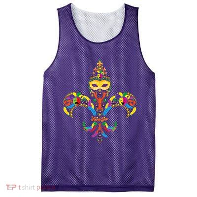 Fleur De Lis & Mardi Gras Mask New Orleans Souvenir Mesh Reversible Basketball Jersey Tank