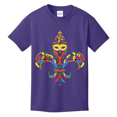 Fleur De Lis & Mardi Gras Mask New Orleans Souvenir Kids T-Shirt