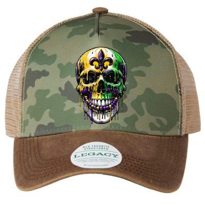 Fleur De Lis Mardi Gras Skull Legacy Tie Dye Trucker Hat