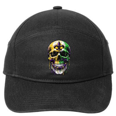 Fleur De Lis Mardi Gras Skull 7-Panel Snapback Hat