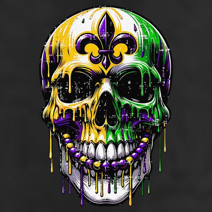 Fleur De Lis Mardi Gras Skull 11oz C Handle Ceramic Mug