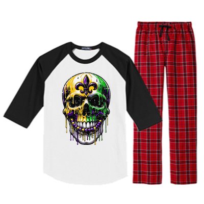 Fleur De Lis Mardi Gras Skull Raglan Sleeve Pajama Set