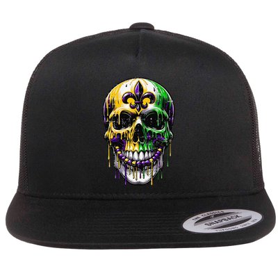 Fleur De Lis Mardi Gras Skull Flatbill Hat