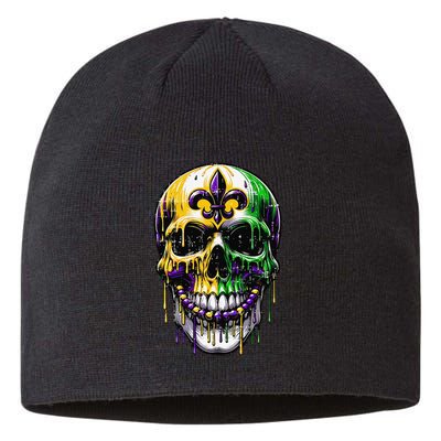 Fleur De Lis Mardi Gras Skull Sustainable Beanie
