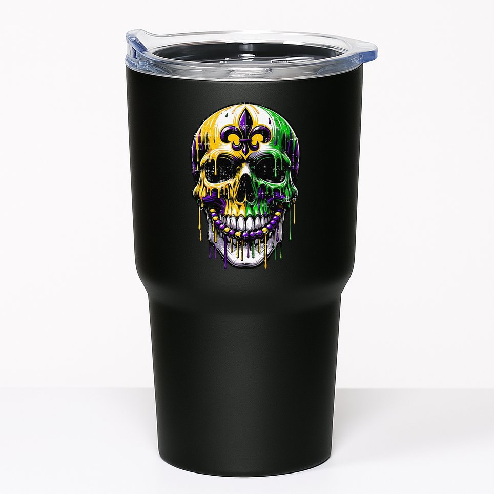 Fleur De Lis Mardi Gras Skull Tumbler