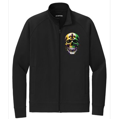 Fleur De Lis Mardi Gras Skull Stretch Full-Zip Cadet Jacket