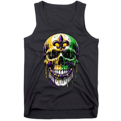Fleur De Lis Mardi Gras Skull Tank Top