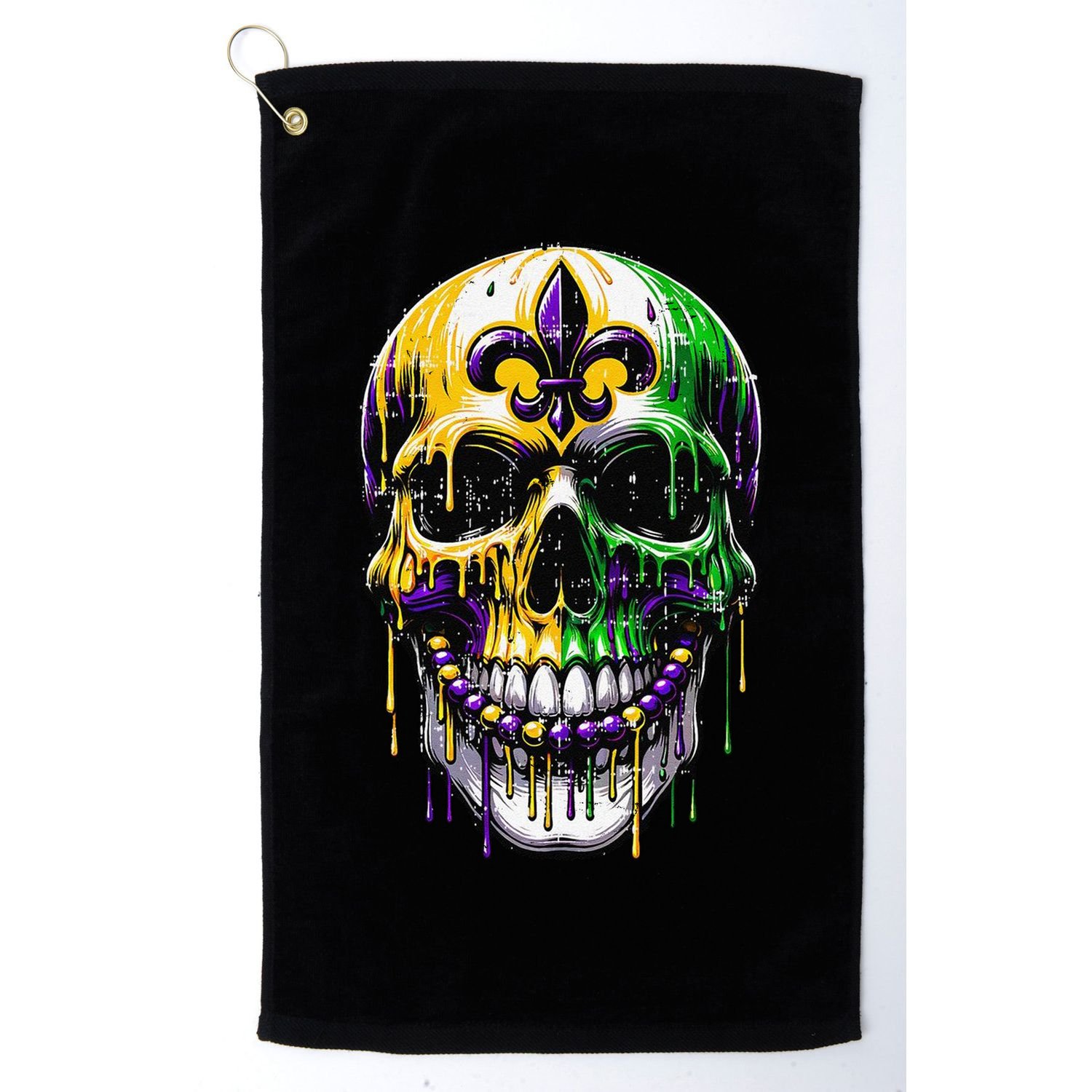 Fleur De Lis Mardi Gras Skull Golf Towel