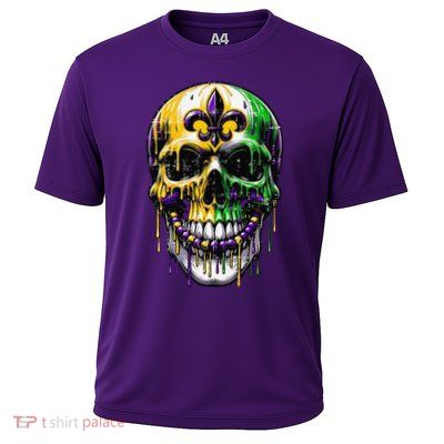 Fleur De Lis Mardi Gras Skull Performance Shirt
