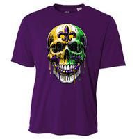 Fleur De Lis Mardi Gras Skull Cooling Performance Crew T-Shirt