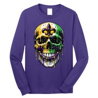 Fleur De Lis Mardi Gras Skull Long Sleeve Shirt