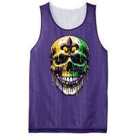 Fleur De Lis Mardi Gras Skull Mesh Reversible Basketball Jersey Tank