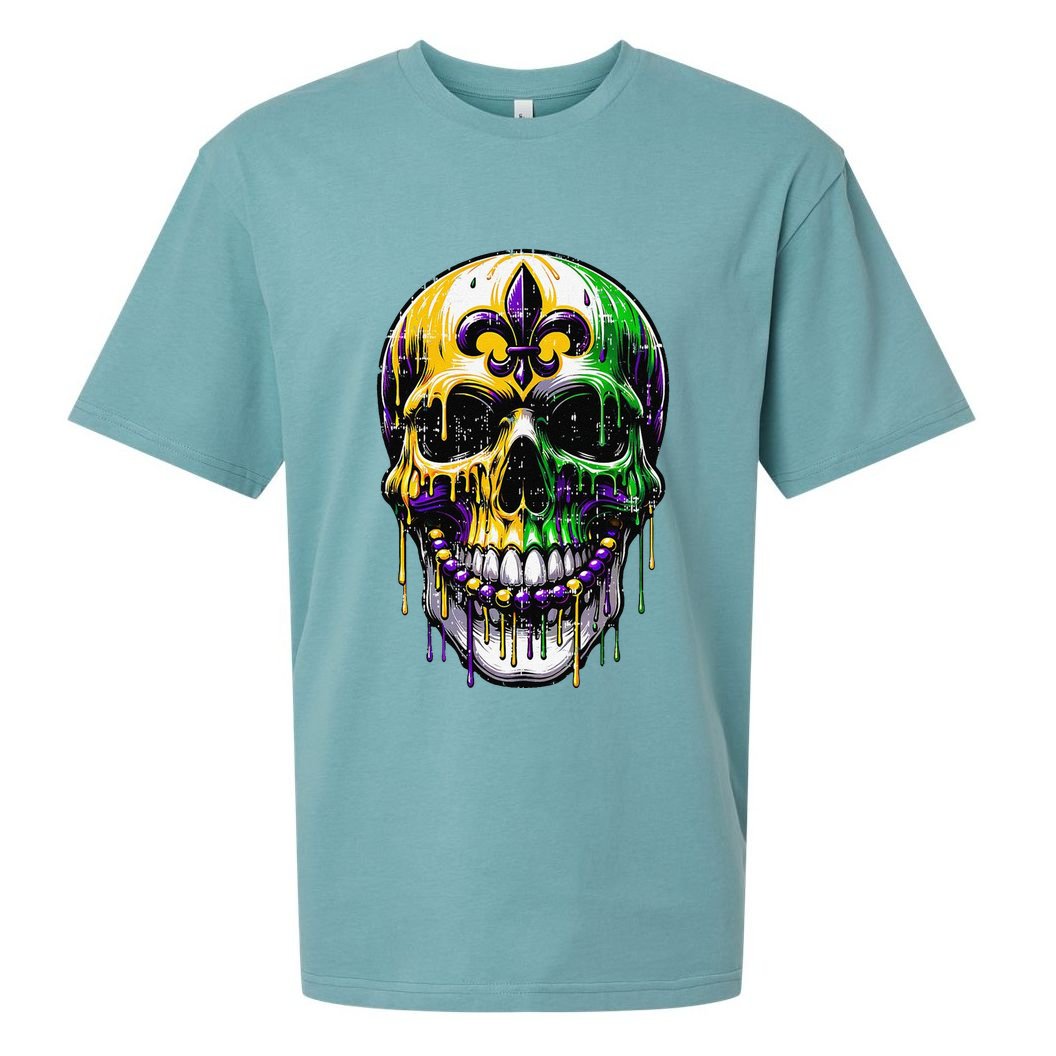 Fleur De Lis Mardi Gras Skull Sueded Cloud Jersey T-Shirt