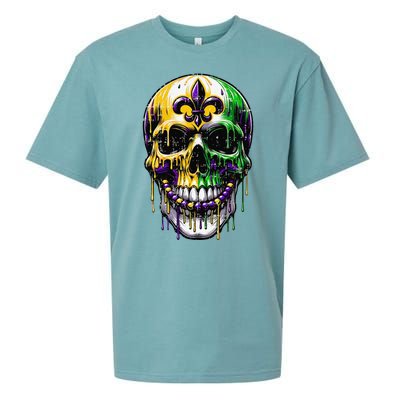 Fleur De Lis Mardi Gras Skull Sueded Cloud Jersey T-Shirt