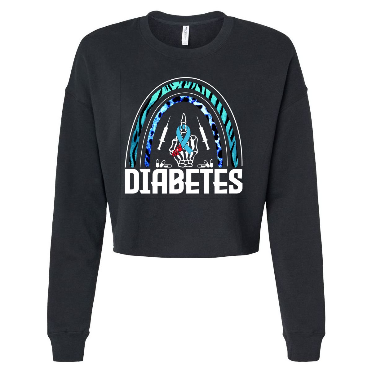 Fuck Diabetes Logo Awareness Cropped Pullover Crew