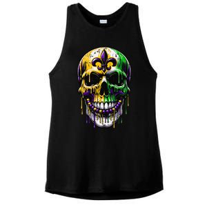 Fleur De Lis Mardi Gras Skulls Ladies PosiCharge Tri-Blend Wicking Tank