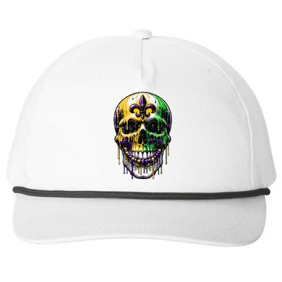 Fleur De Lis Mardi Gras Skulls Snapback Five-Panel Rope Hat