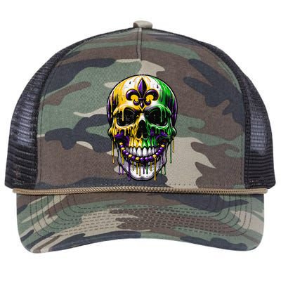 Fleur De Lis Mardi Gras Skulls Retro Rope Trucker Hat Cap