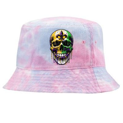 Fleur De Lis Mardi Gras Skulls Tie-Dyed Bucket Hat