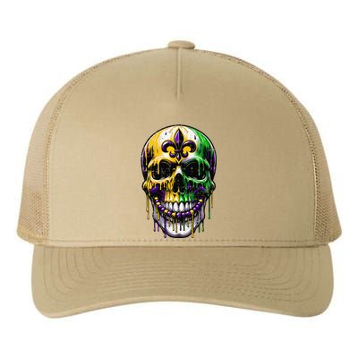 Fleur De Lis Mardi Gras Skulls Yupoong Adult 5-Panel Trucker Hat