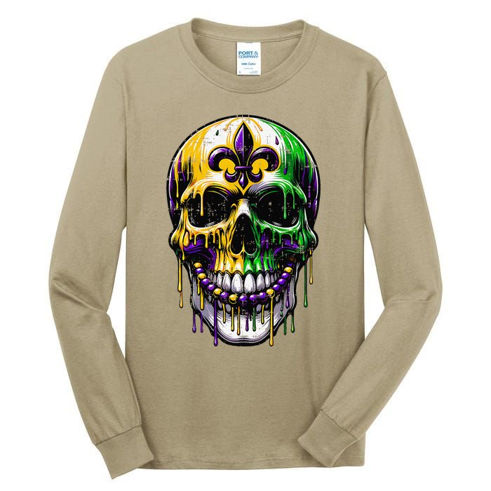 Fleur De Lis Mardi Gras Skulls Tall Long Sleeve T-Shirt