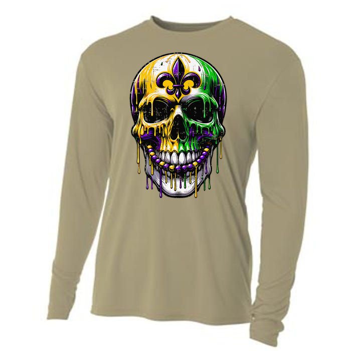 Fleur De Lis Mardi Gras Skulls Cooling Performance Long Sleeve Crew