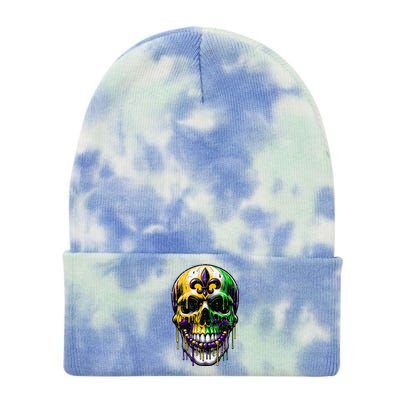 Fleur De Lis Mardi Gras Skulls Tie Dye 12in Knit Beanie