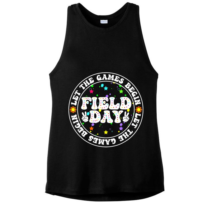 Field Day Let The Games Begin Teachers Field Day Ladies PosiCharge Tri-Blend Wicking Tank